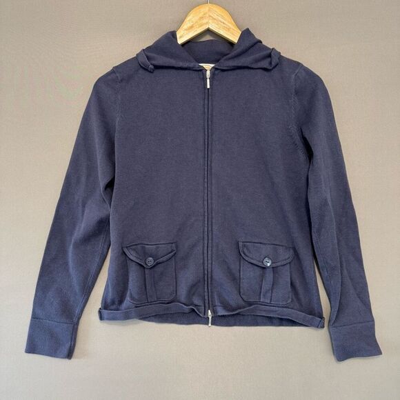 Vtg Talbots Petites Navy Blue Zip-Up Jacket Front Pockets Basic Casual Women’s S - Picture 1 of 10